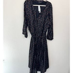 Lane Bryant Womens Shirttail Hem Dress Midi Size 22 Metallic Fall Dot Black